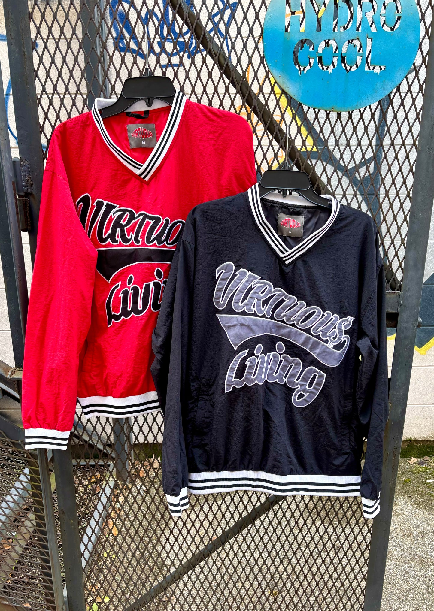 “Virtuous living” pullover windbreakers