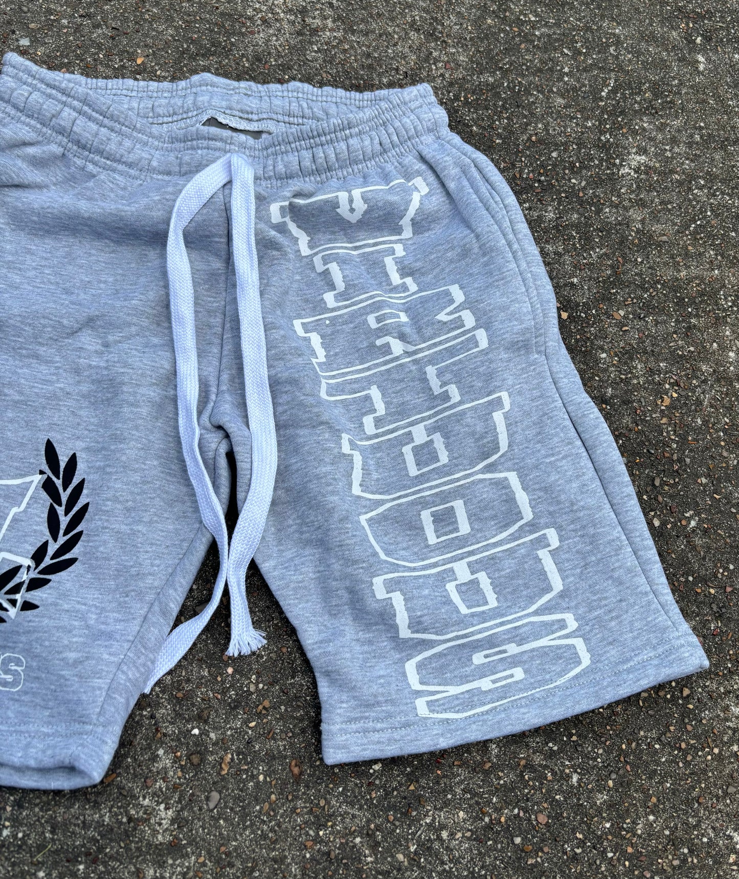 “Virtuous living” grey sweat shorts